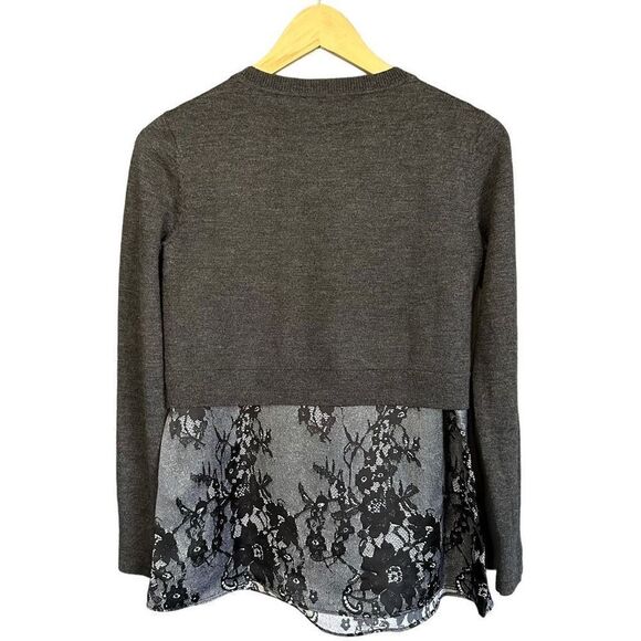 Club Monaco Claribel Layered Look Floral Print Merino Wool Sweater - Picture 4 of 7